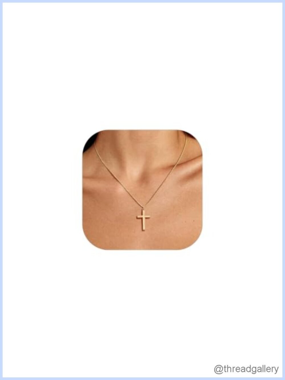 Gold Plated Cross Necklace for Women Stainless Steel Box Chain Adjustable 18-20"
